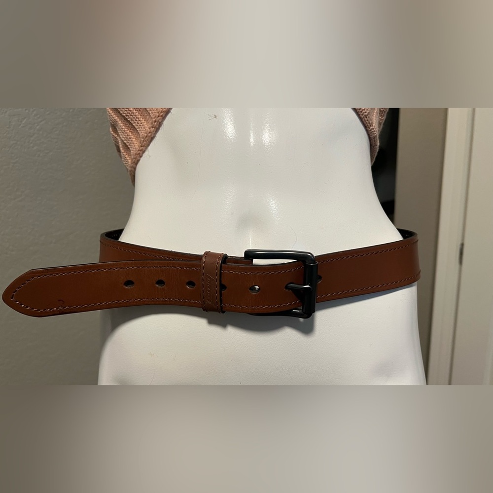 Dickies Men's Brown Genuine Leather Belt with Black Buckle - Size 32
